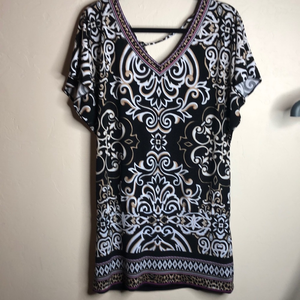 White House Black Market midi dress with leopard accents size medium